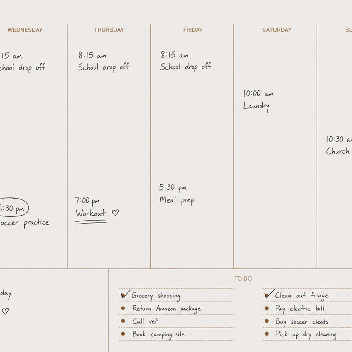 Writable Weekly Planner: Burgundy