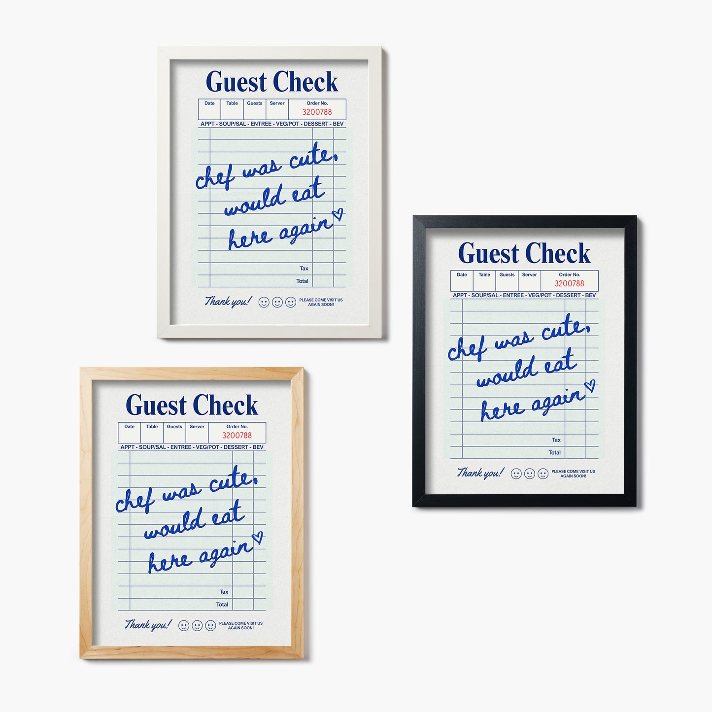 Cute Chef Guest Check Blue
