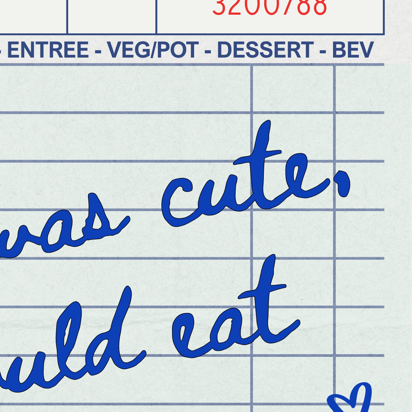 Cute Chef Guest Check Blue