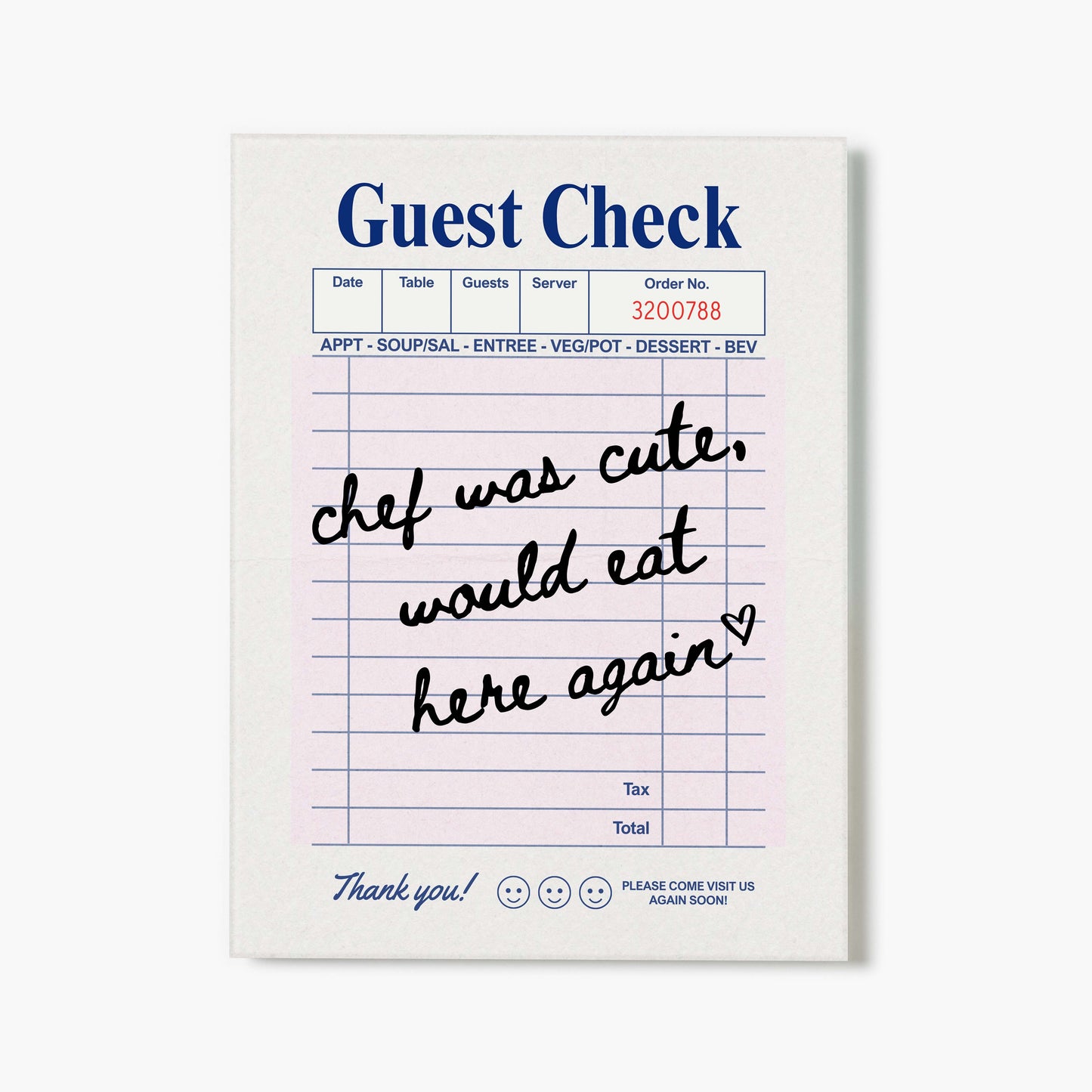Cute Chef Guest Check Pink