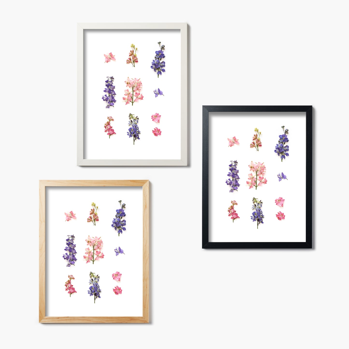 July Larkspur Pressed Floral Custom Name Print