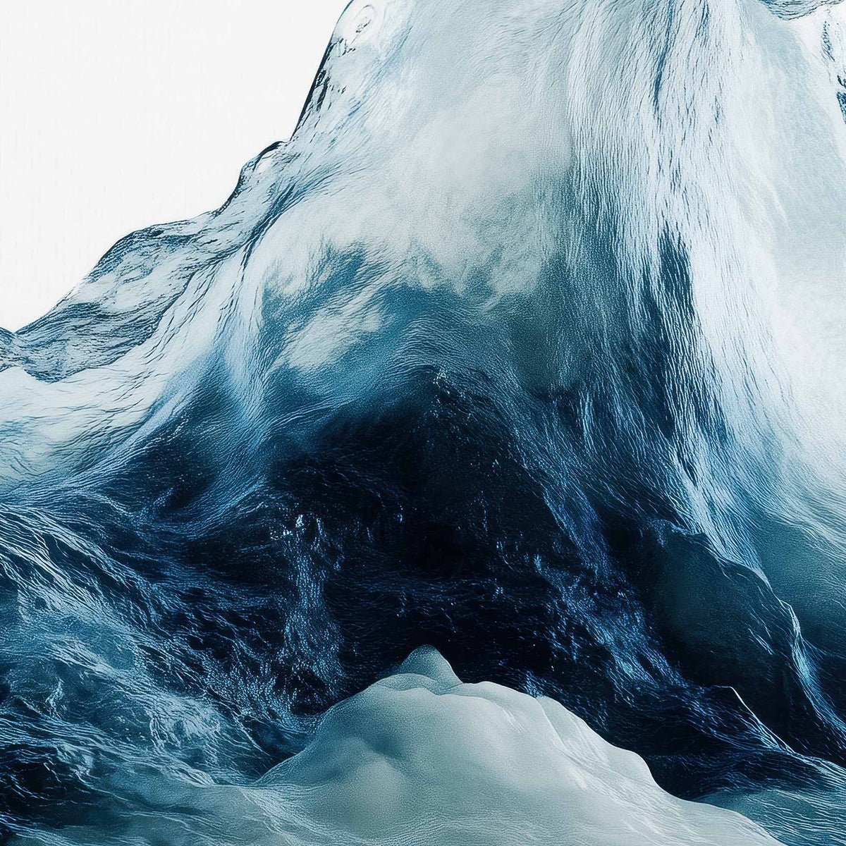 Close-up of a large wave-like flow of water