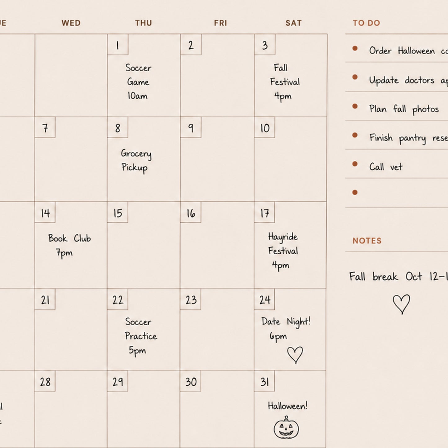Writable Monthly Calendar: Sage