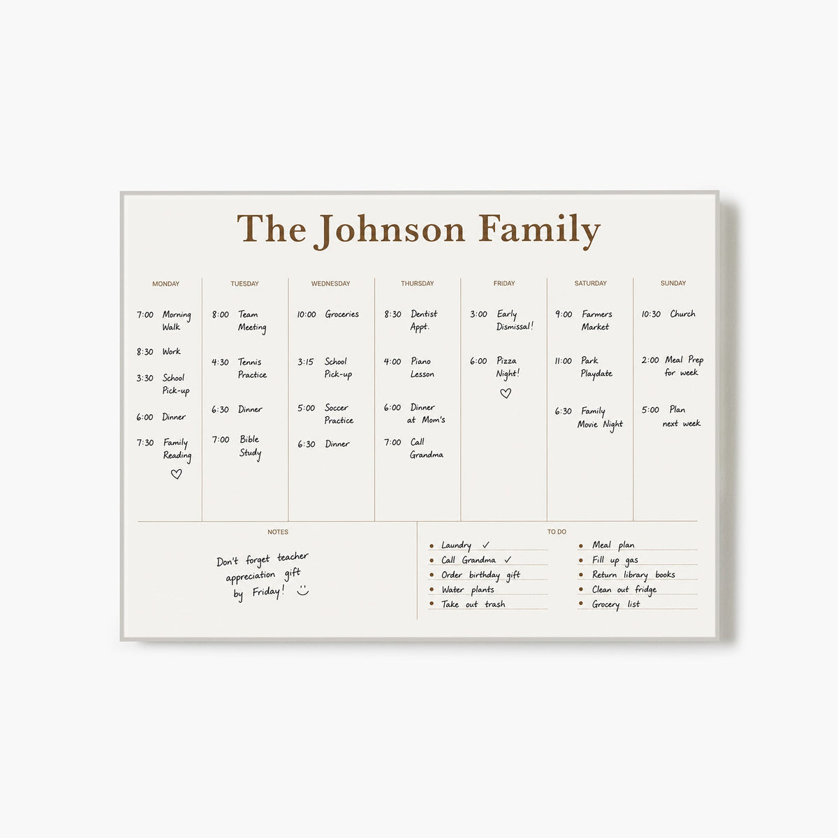 Writable Weekly Planner: Brass