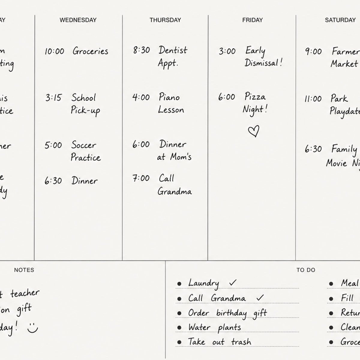 Writable Weekly Planner: Ink