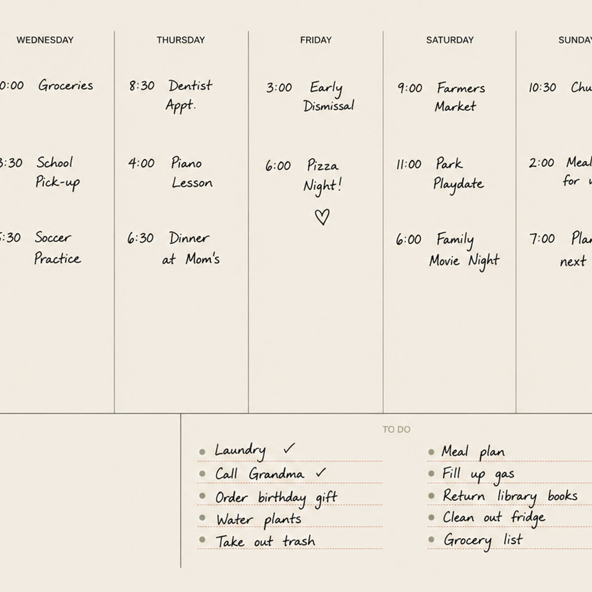 Writable Weekly Planner: Sage