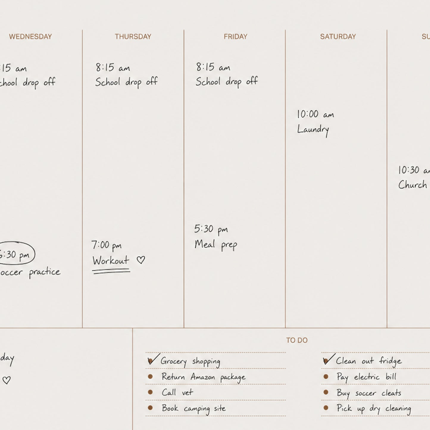 Writable Weekly Planner: Burgundy