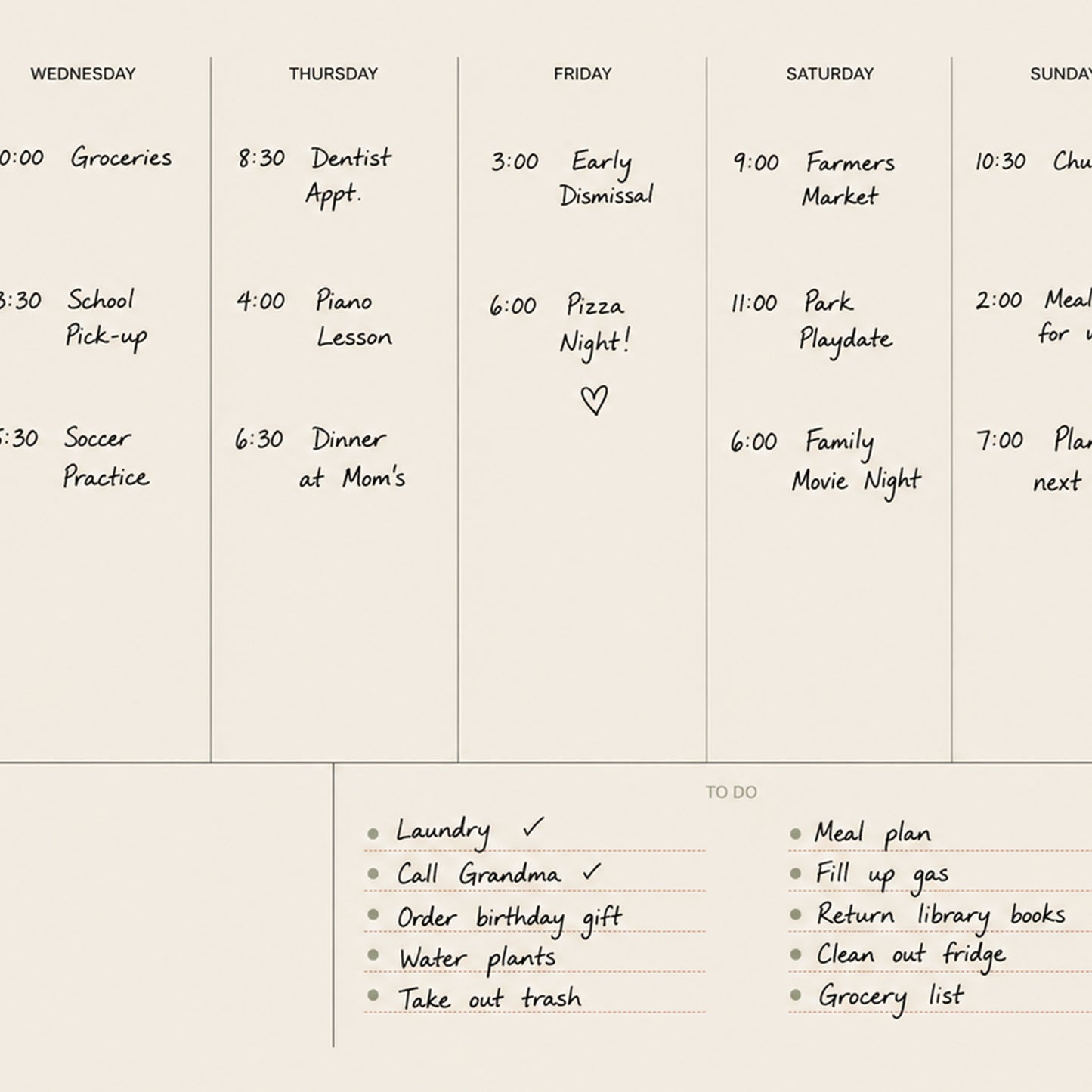 Writable Weekly Planner: Sage